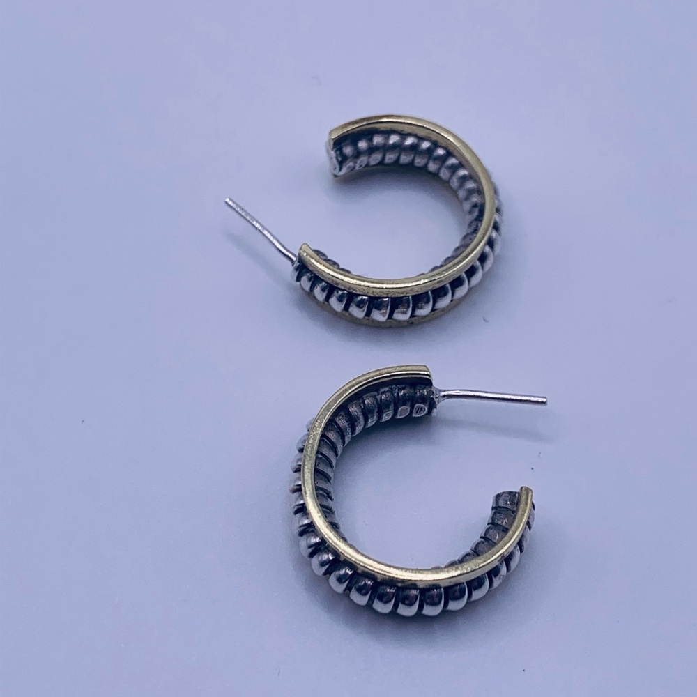 Silpada Vintage Sterling Silver & Brass Braided Hoop on Post Earrings - Picture 10 of 15